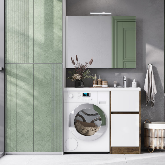 Зеркальный шкаф Aquaton Лондри 100 1A267302LH010 Белый глянцевый