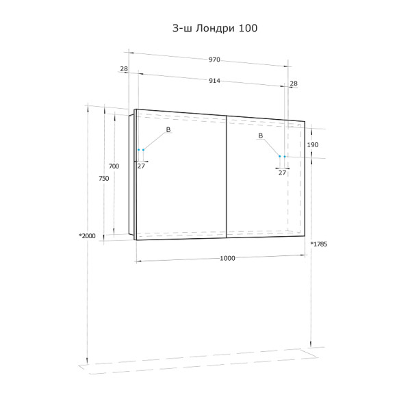 Зеркальный шкаф Aquaton Лондри 100 1A267302LH010 Белый глянцевый