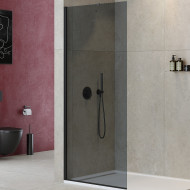 Душевая перегородка Cezares Liberta 80 LIBERTA-L-1-TB-80-GR-NERO профиль Черный матовый стекло серое