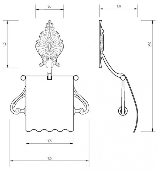 Держатель туалетной бумаги Migliore Elisabetta 16991 с крышкой Бронза