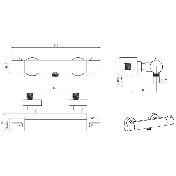 Смеситель для душа Aquatek AQ1063CR с термостатом Хром Смеситель для душа Aquatek AQ1063CR с термостатом Хром