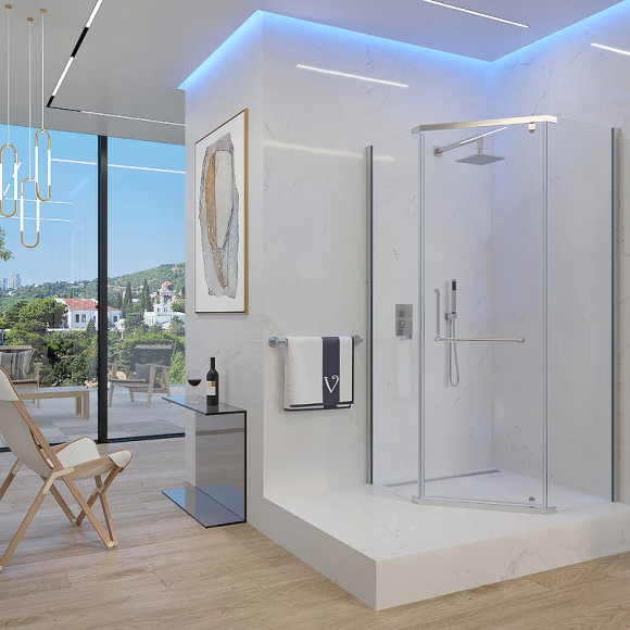 Душевой уголок Veconi Rovigo RV-36 80x80 RV36-80-01-C5 профиль Хром стекло прозрачное Душевой уголок Veconi Rovigo RV-36 80x80 RV36-80-01-C5 профиль Хром стекло прозрачное