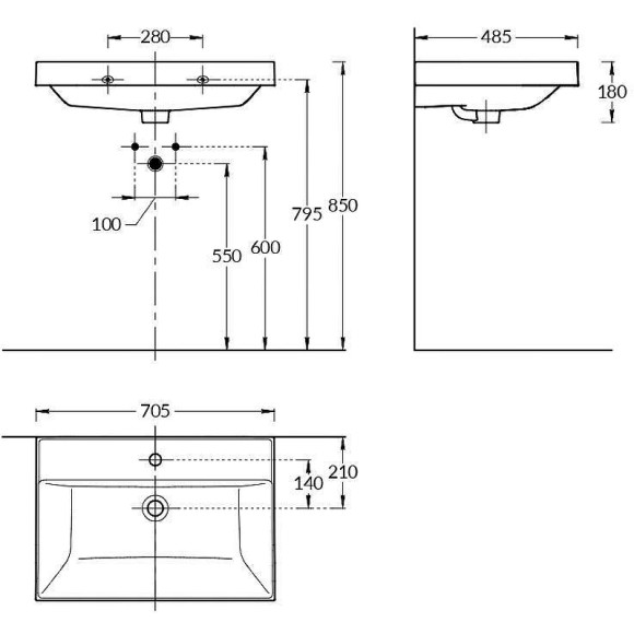 Раковина Kerama Marazzi Cubo 70 CU.wb.70 Белая глянцевая Раковина Kerama Marazzi Cubo 70 CU.wb.70 Белая глянцевая
