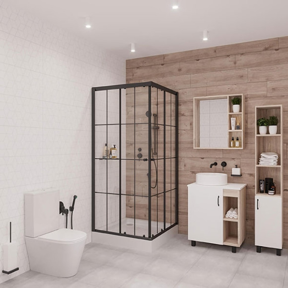 Душевой уголок Niagara Nova NG-0190-14 90х90 профиль Черный стекло прозрачное с принтом Душевой уголок Niagara Nova NG-0190-14 90х90 профиль Черный стекло прозрачное с принтом