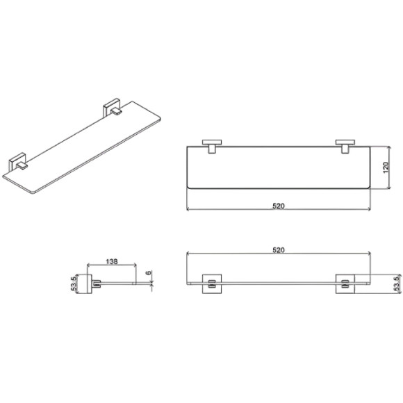 Стеклянная полка Azario Rina AZ-87003 Хром Стеклянная полка Azario Rina AZ-87003 Хром