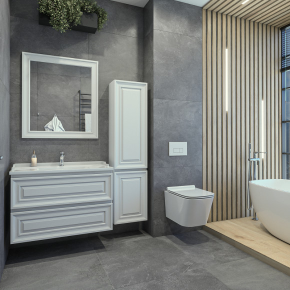 Тумба под раковину Caprigo Ponza 90 13523-В231 подвесная Белая матовая