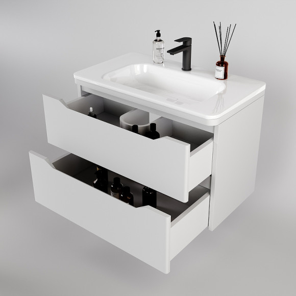 Тумба под раковину Style Line Марелла 80 Люкс Plus СС-00002410 подвесная Белый матовый антискрейтч Тумба под раковину Style Line Марелла 80 Люкс Plus СС-00002410 подвесная Белый матовый антискрейтч