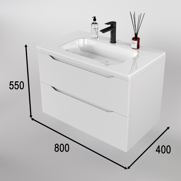 Тумба под раковину Style Line Марелла 80 Люкс Plus СС-00002410 подвесная Белый матовый антискрейтч Тумба под раковину Style Line Марелла 80 Люкс Plus СС-00002410 подвесная Белый матовый антискрейтч