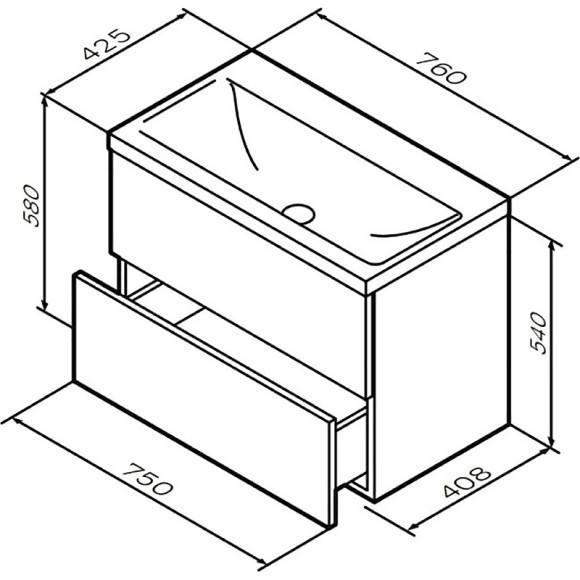 Тумба под раковину AM.PM Gem 75 M90FHX0752HF подвесная Орех