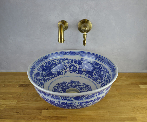 Раковина-чаша Bronze de Luxe Dragons 41 6050 Белый глянец с декором Раковина-чаша Bronze de Luxe Dragons 41 6050 Белый глянец с декором