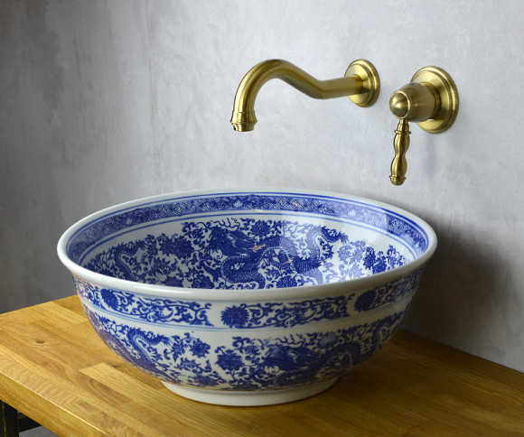 Раковина-чаша Bronze de Luxe Dragons 41 6050 Белый глянец с декором Раковина-чаша Bronze de Luxe Dragons 41 6050 Белый глянец с декором