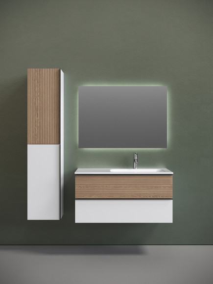 Тумба под раковину Sancos Delta 100 R DL100RW подвесная Дуб светлый Белая