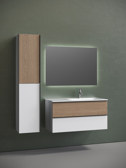 Тумба под раковину Sancos Delta 100 R DL100RW подвесная Дуб светлый Белая