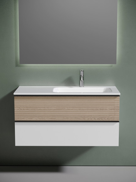 Тумба под раковину Sancos Delta 100 R DL100RW подвесная Дуб светлый Белая