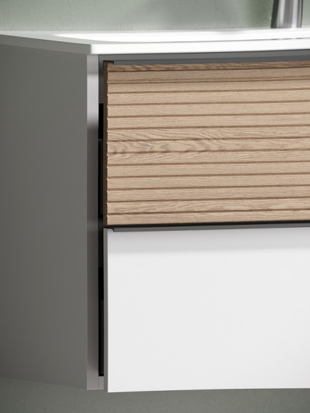 Тумба под раковину Sancos Delta 100 R DL100RW подвесная Дуб светлый Белая