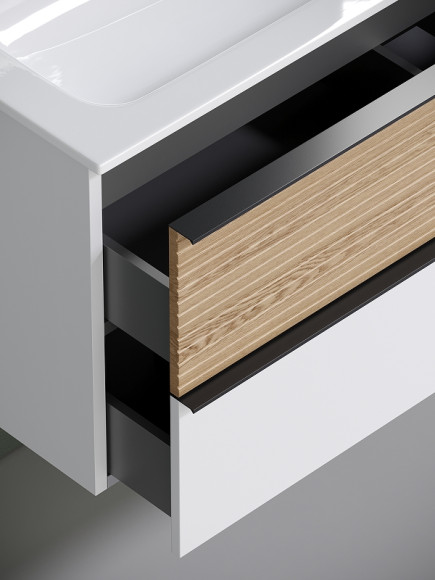 Тумба под раковину Sancos Delta 100 R DL100RW подвесная Дуб светлый Белая