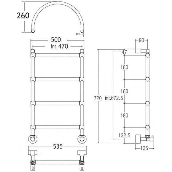Водяной полотенцесушитель Margaroli Sole 442-4 4424704CRNA Хром Водяной полотенцесушитель Margaroli Sole 442-4 4424704CRNA Хром