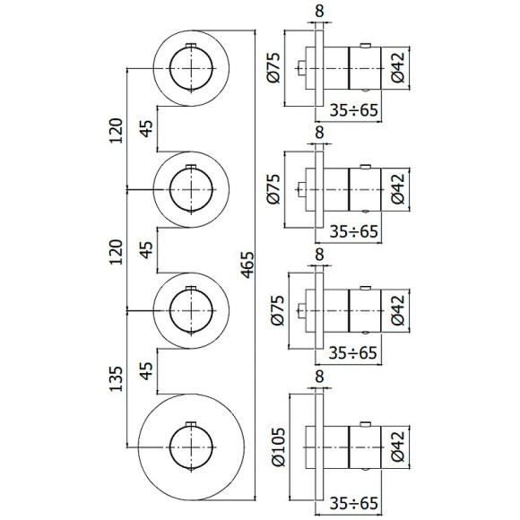 Смеситель для душа Paffoni Modular Box MDE019CR с термостатом Хром
