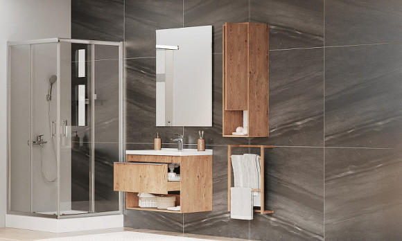 Тумба под раковину Aquaton Хоуп 80 1A287301HP6C0 подвесная Орех Тумба под раковину Aquaton Хоуп 80 1A287301HP6C0 подвесная Орех