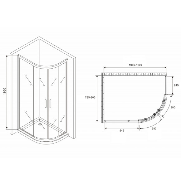 Душевой уголок Abber Schwarzer Diamant 110x80 AG01118B профиль Черный стекло прозрачное Душевой уголок Abber Schwarzer Diamant 110x80 AG01118B профиль Черный стекло прозрачное