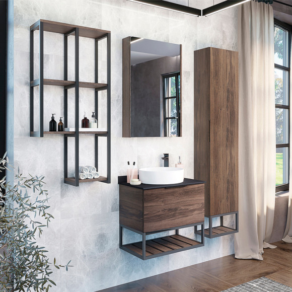 Зеркальный шкаф Comforty Порто 50 00-00009323 Дуб темно-коричневый Зеркальный шкаф Comforty Порто 50 00-00009323 Дуб темно-коричневый