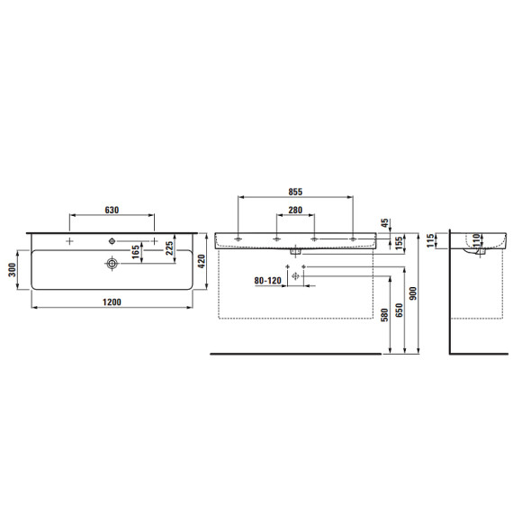 Раковина Laufen Val 120 8.1028.9.000.104.1 Белая Раковина Laufen Val 120 8.1028.9.000.104.1 Белая
