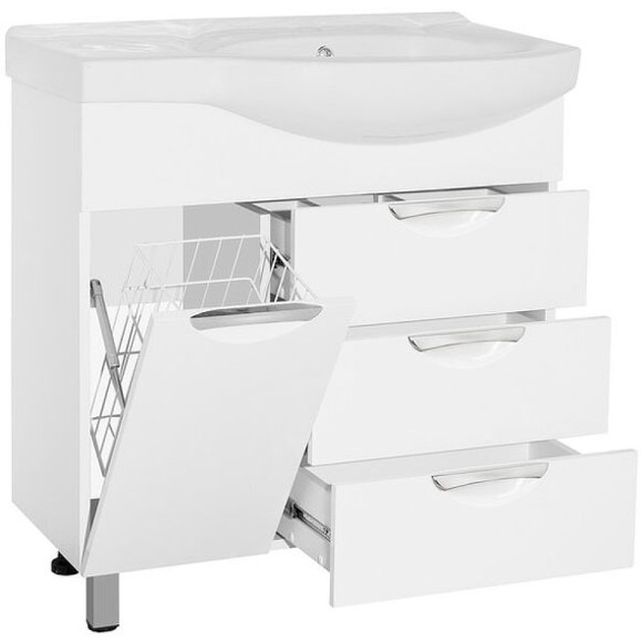 Тумба под раковину Style Line Жасмин 82 L ЛС-00000526 с бельевой корзиной Белая Тумба под раковину Style Line Жасмин 82 L ЛС-00000526 с бельевой корзиной Белая