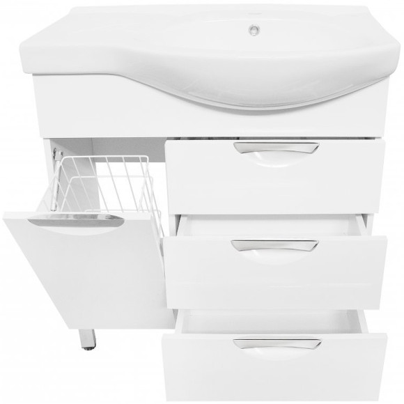 Тумба под раковину Style Line Жасмин 82 L ЛС-00000526 с бельевой корзиной Белая Тумба под раковину Style Line Жасмин 82 L ЛС-00000526 с бельевой корзиной Белая