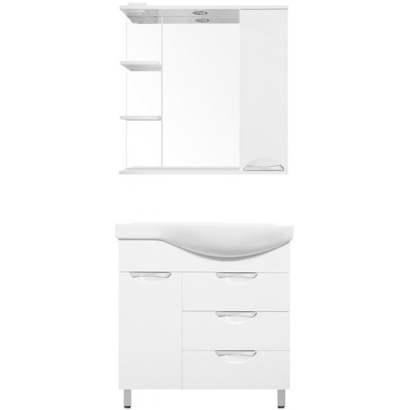 Тумба под раковину Style Line Жасмин 82 L ЛС-00000526 с бельевой корзиной Белая Тумба под раковину Style Line Жасмин 82 L ЛС-00000526 с бельевой корзиной Белая