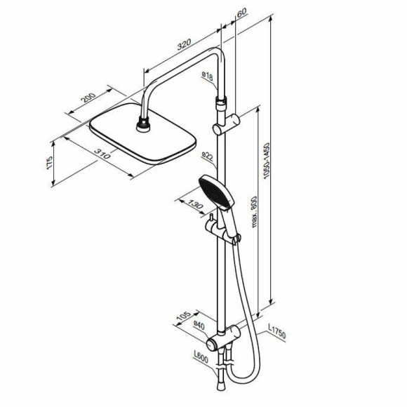 Душевая система Damixa Merkur 940000000 Хром Душевая система Damixa Merkur 940000000 Хром