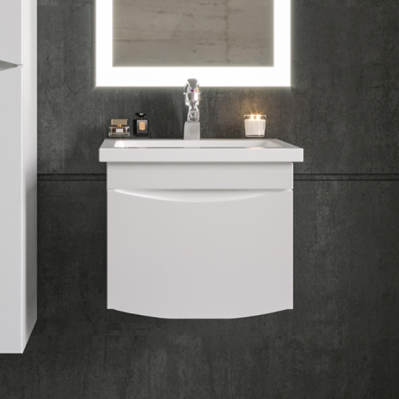 Тумба под раковину Бриклаер Вега 50 4627125414046 подвесная Белый глянец