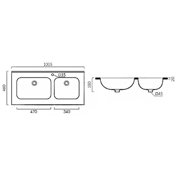 Раковина Grossman 100 GR-3040-2 двойная Белая