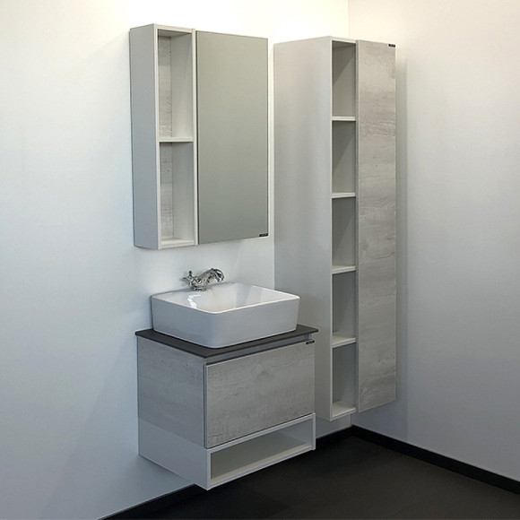 Тумба с раковиной Comforty Прага 60 00-00014536 подвесная Дуб белый Белая глянцевая Графит Тумба с раковиной Comforty Прага 60 00-00014536 подвесная Дуб белый Белая глянцевая Графит