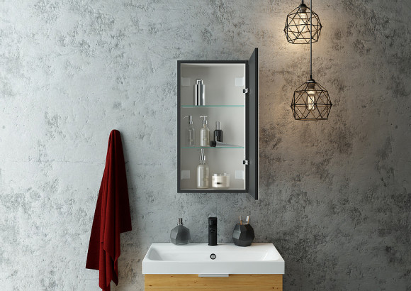 Зеркальный шкаф Континент Mirror Box black Led 35 R МВК054 с подсветкой Черный