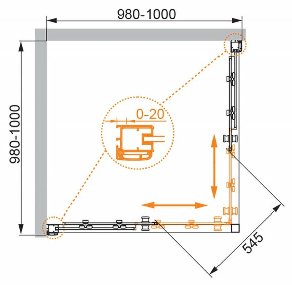 Душевой уголок Cezares Anima 100x100 ANIMA-W-A-2-100-P-Cr профиль Хром стекло рифленое Душевой уголок Cezares Anima 100x100 ANIMA-W-A-2-100-P-Cr профиль Хром стекло рифленое