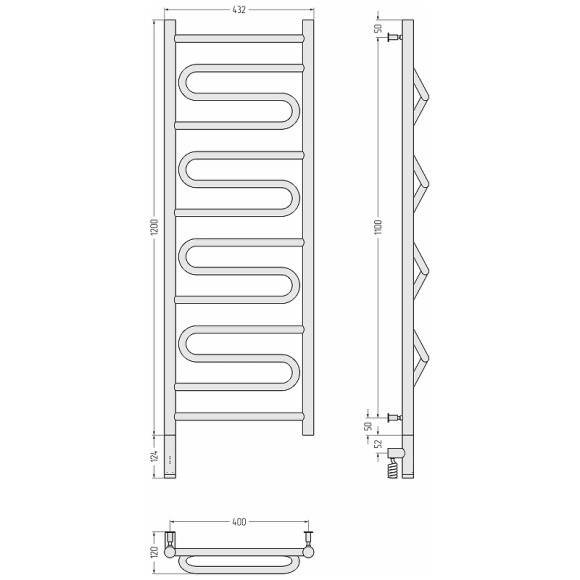 Электрический полотенцесушитель Сунержа Элегия 3.0 1200x400 L 00-5818-1240 Хром