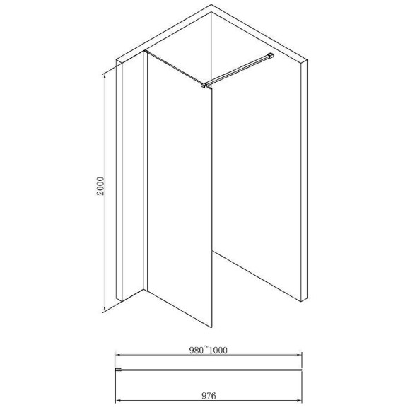 Душевая перегородка Abber AG61100B 100x200 профиль Черный стекло прозрачное Душевая перегородка Abber AG61100B 100x200 профиль Черный стекло прозрачное