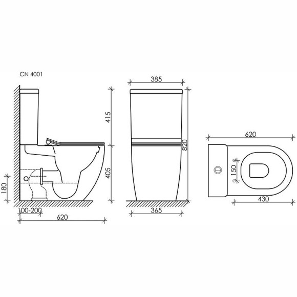 Унитаз компакт Ceramicanova Metropol CN4001-B без бачка и с сиденьем Микролифт Унитаз компакт Ceramicanova Metropol CN4001-B без бачка и с сиденьем Микролифт