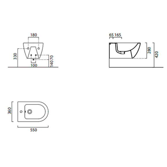 Биде GSI Pura 8865126 подвесное Ardesia opaco