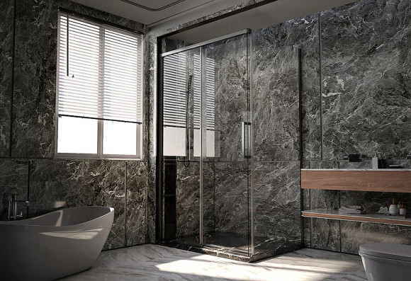 Душевая стенка Veconi Premium Trento PTD-40GR 100 SP40-GR-100-01-C4 профиль Брашированный графит стекло прозрачное