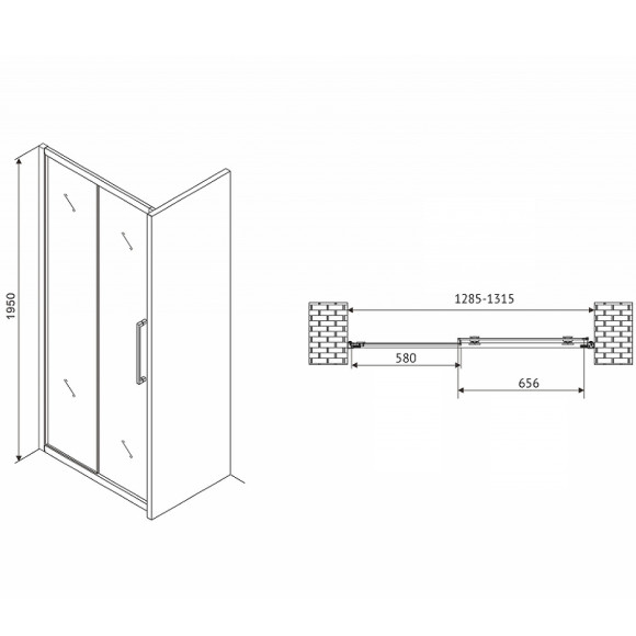 Душевая дверь Abber Schwarzer Diamant 130 AG30130MH профиль Хром стекло матовое Душевая дверь Abber Schwarzer Diamant 130 AG30130MH профиль Хром стекло матовое