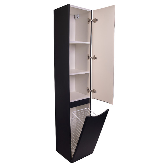 Шкаф пенал Style Line Бергамо 30 R СС-00002331 с бельевой корзиной Черный антискрейтч Шкаф пенал Style Line Бергамо 30 R СС-00002331 с бельевой корзиной Черный антискрейтч