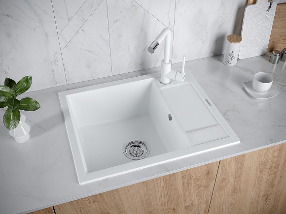 Кухонная мойка Paulmark Flugen 50-600 PM216050-WH Белая Кухонная мойка Paulmark Flugen 50-600 PM216050-WH Белая