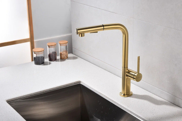 Смеситель для кухни Paulmark Neo Ne214419-BG Брашированное золото