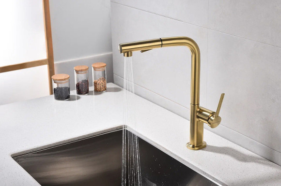 Смеситель для кухни Paulmark Neo Ne214419-BG Брашированное золото