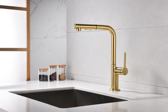 Смеситель для кухни Paulmark Neo Ne214419-BG Брашированное золото