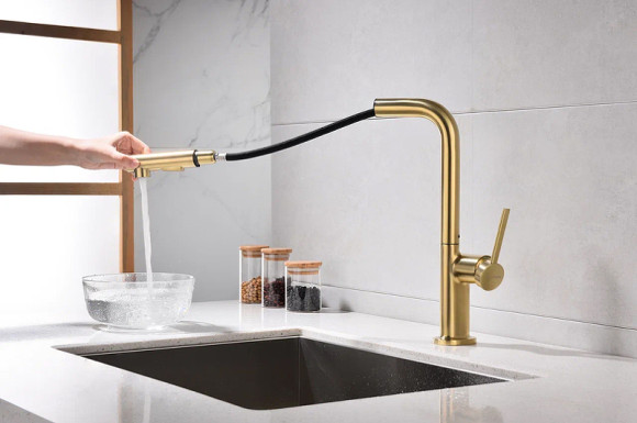 Смеситель для кухни Paulmark Neo Ne214419-BG Брашированное золото