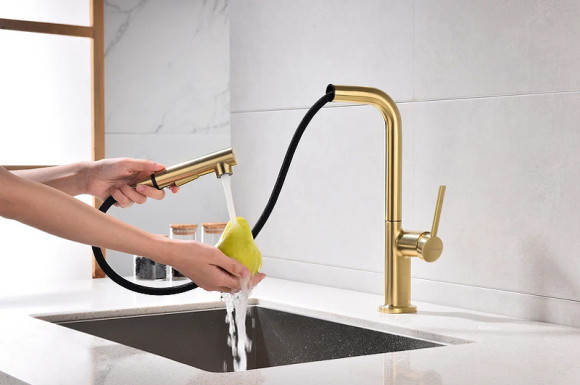 Смеситель для кухни Paulmark Neo Ne214419-BG Брашированное золото