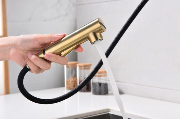 Смеситель для кухни Paulmark Neo Ne214419-BG Брашированное золото