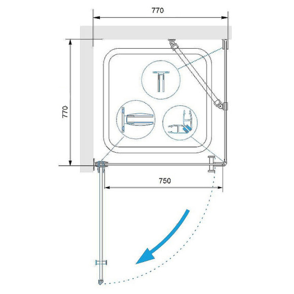 Душевой уголок RGW Hotel HO-034 80х80 35063488-11 профиль Хром стекло прозрачное